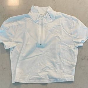 TNA White Tee with Quarter Zip